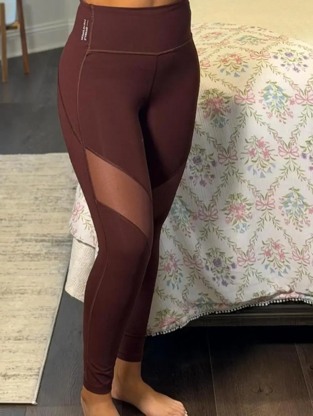 Lululemon Mesh Panel High Rise Leggings Brown Size 4 Yoga Workout